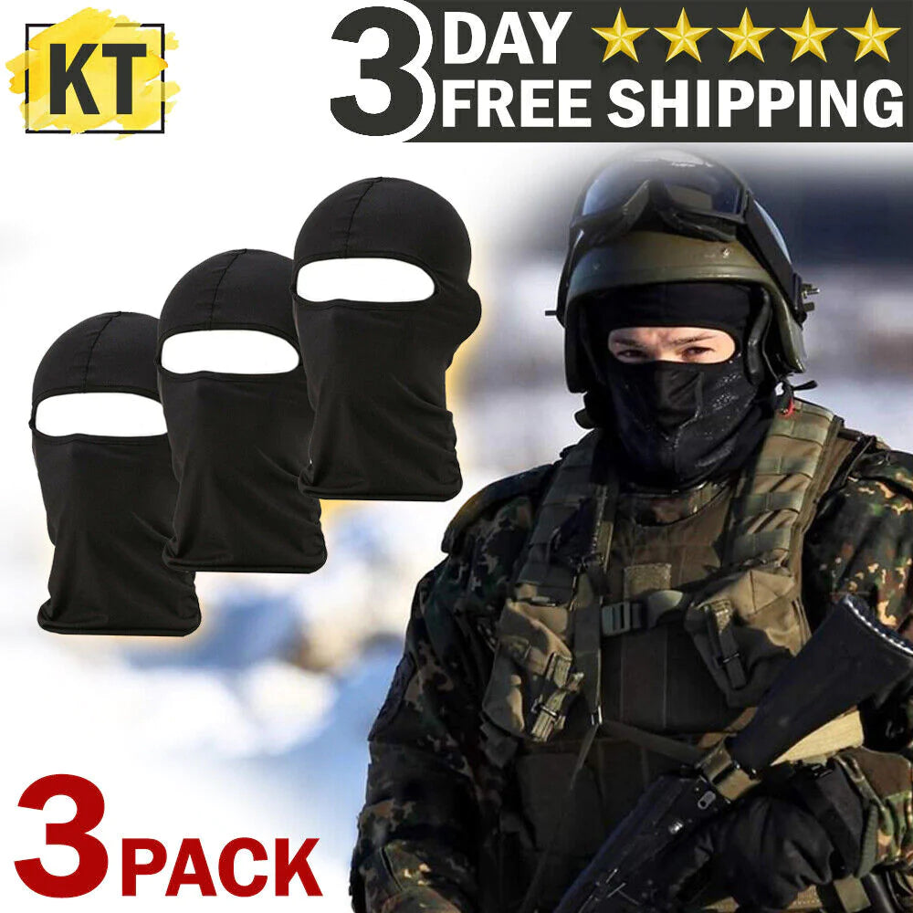 3 PCS Men Balaclava Black Face Mask Lightweight Motorcycle Warmer Ski One 1 Hole