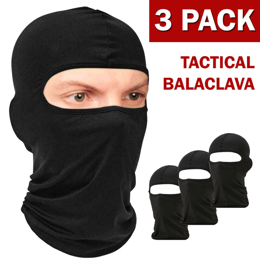 3 PCS Men Balaclava Black Face Mask Lightweight Motorcycle Warmer Ski One 1 Hole