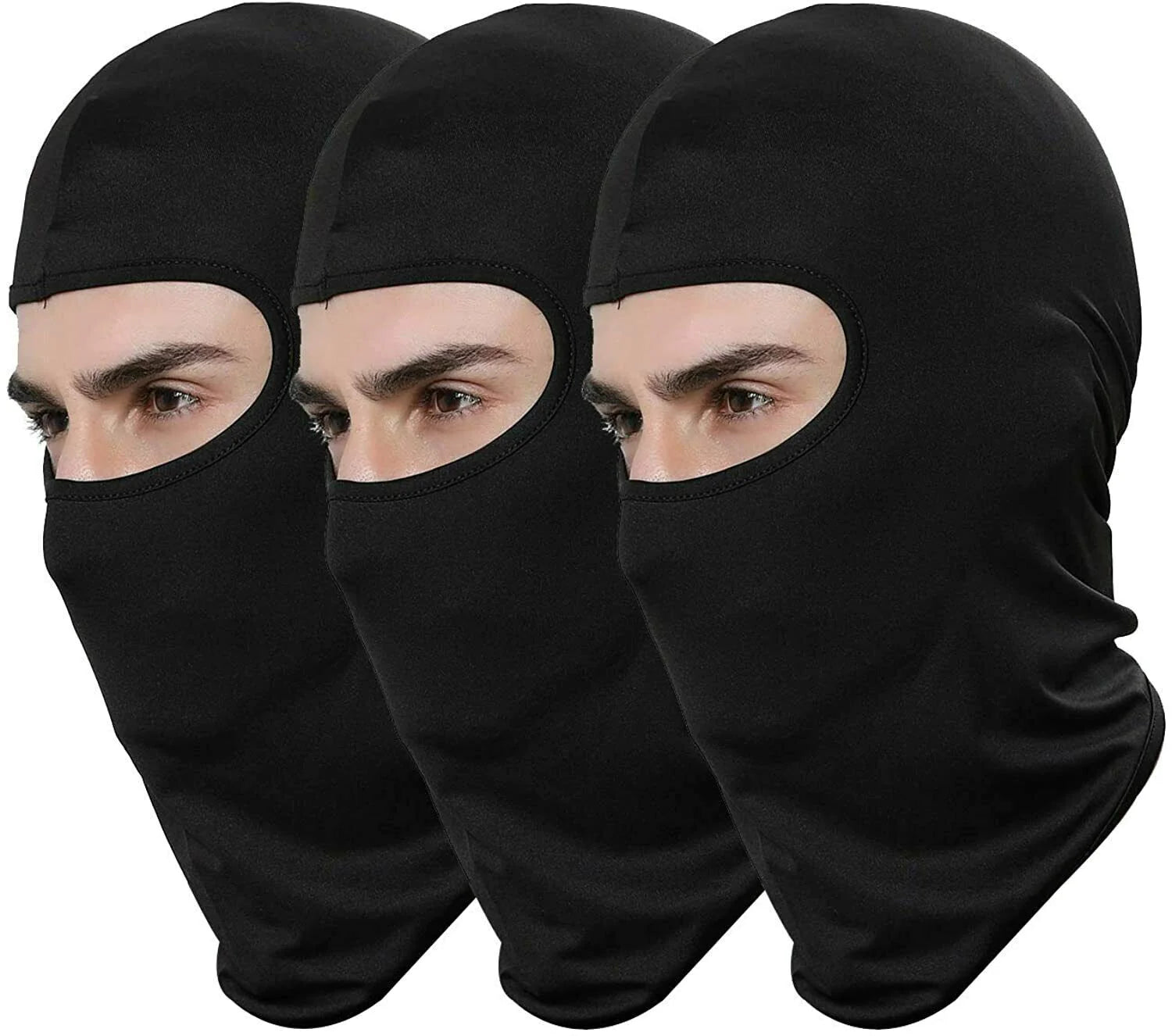 3 PCS Men Balaclava Black Face Mask Lightweight Motorcycle Warmer Ski One 1 Hole