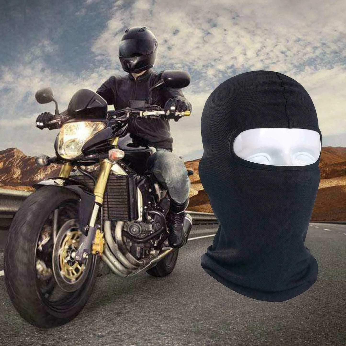 3 PCS Men Balaclava Black Face Mask Lightweight Motorcycle Warmer Ski One 1 Hole