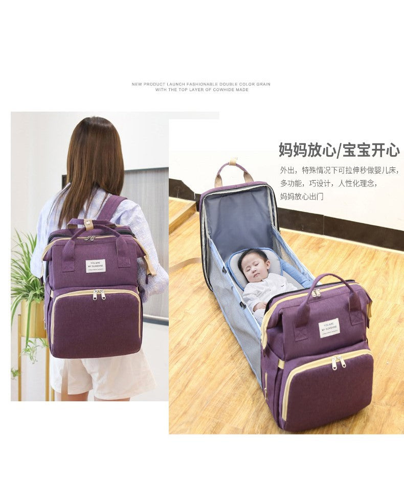 New portable multi-functional mother bag baby bed backpack