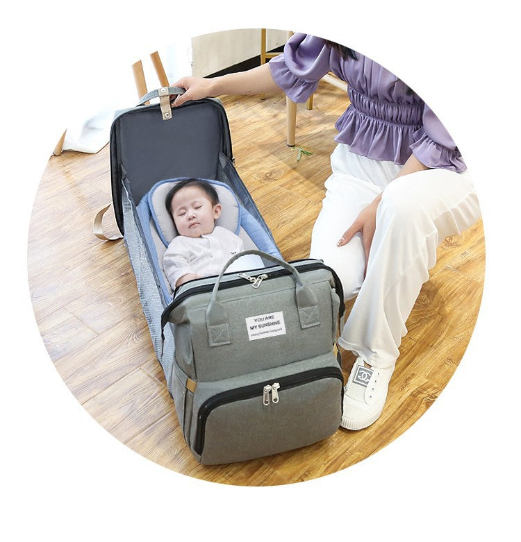 New portable multi-functional mother bag baby bed backpack