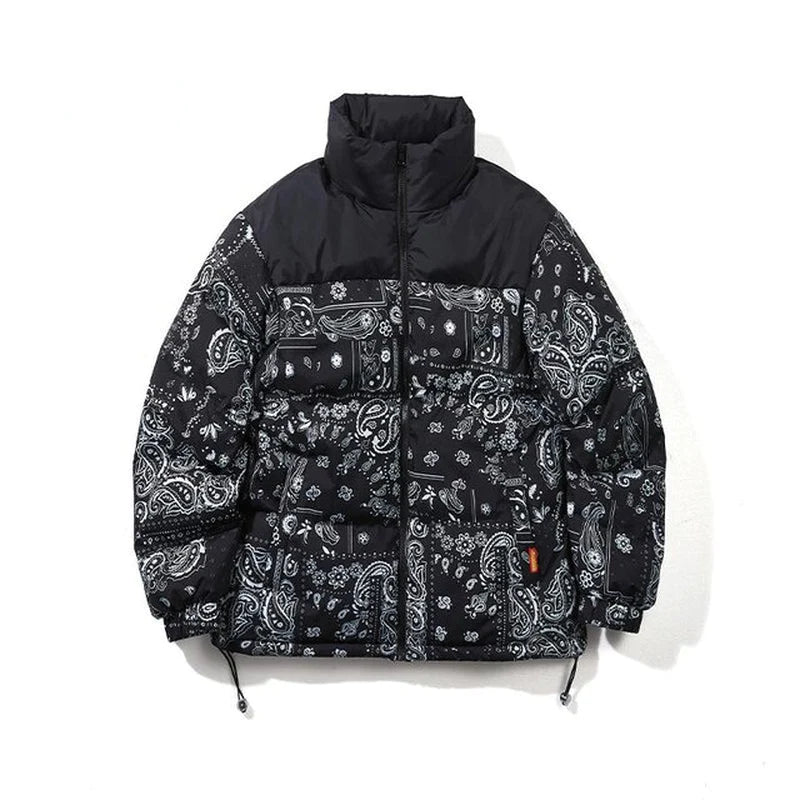 Men'S Puffer Jacket - Winter Warm Patchwork Vintage Harajuku Parka